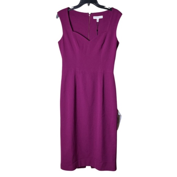 DRESS THE POPULATION Elle Sweetheart Neck Midi Dress - Dark Magenta NWT Medium - Picture 4 of 15